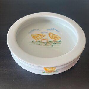 Antique Baby Chicks China Bowl // Child's Plate Easter Decor Germany